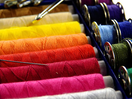 closeup photo of assorted-color of threads, yarn, sew, thread spool HD wallpaper