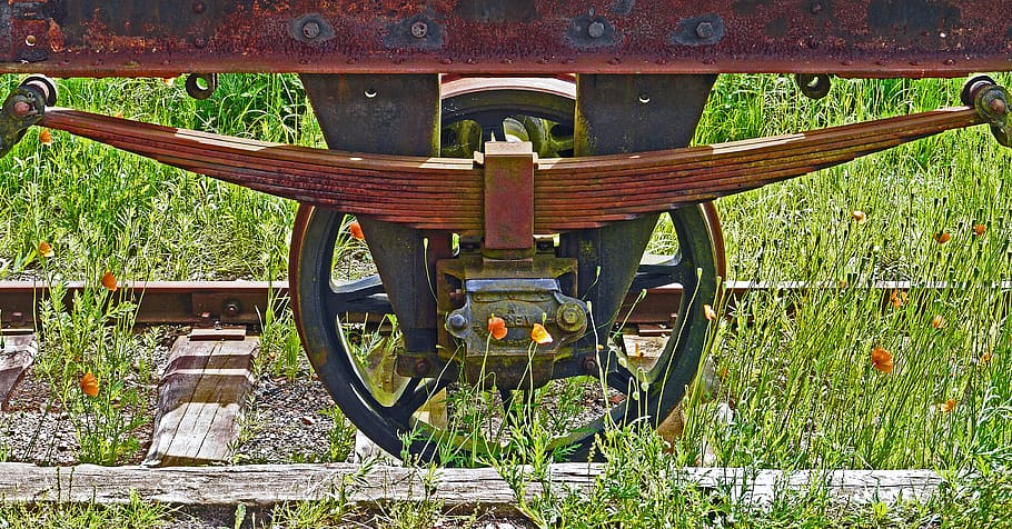 siding, museum, rust, spoke wheel, country track, leaf spring, HD wallpaper