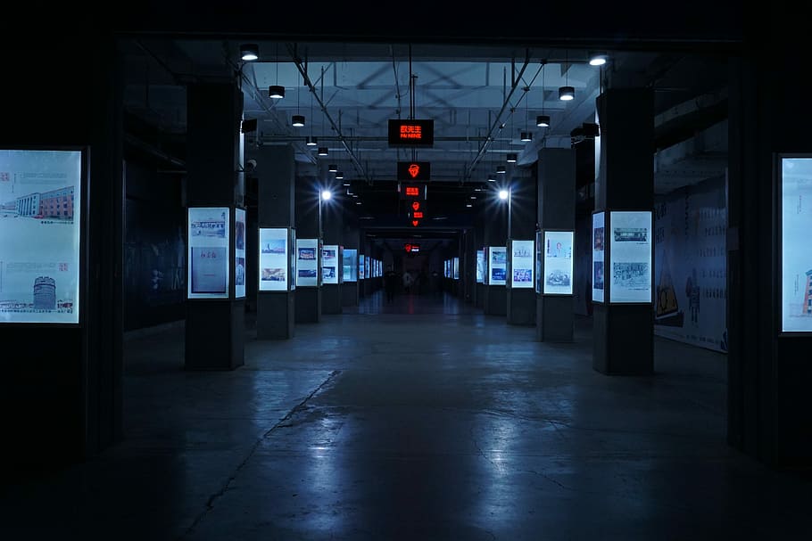 landscape photo of subway, photo of red digital signage inside the basement HD wallpaper