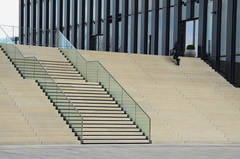 Architecture, Stairs, Modern, gradually, stone, mirroring, structure HD wallpaper