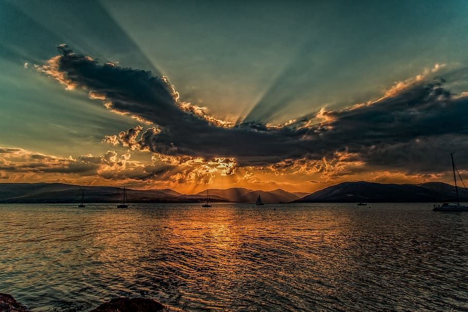 silhouette of clouds during golden hour, sunset, clyde, sky HD wallpaper