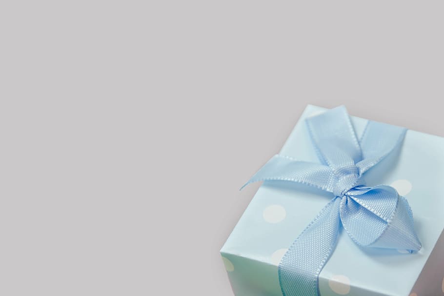 blue and white box, gift, package, loop, made, christmas, gifts, HD wallpaper