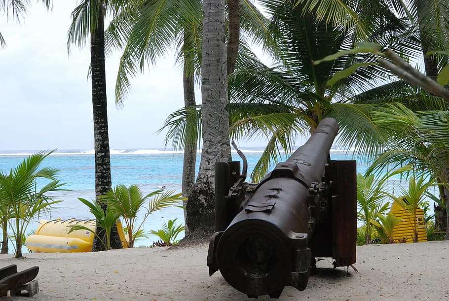 cannon, beach, artillery, weapon, military, defence, coast HD wallpaper