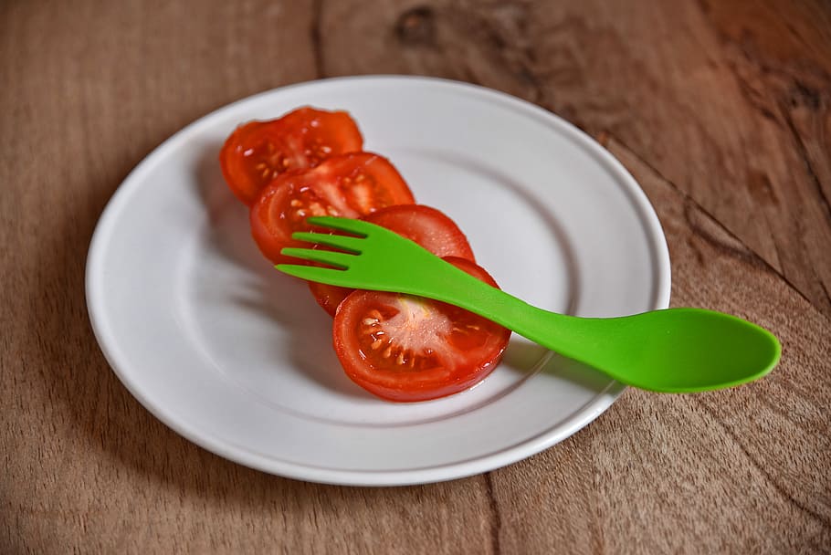tomato, vegetable, food, nutrition, healthy, plate, china, spoon HD wallpaper