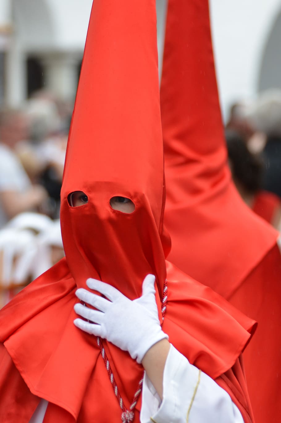 easter, spain, procession, andalusia, red, clothing, real people HD wallpaper