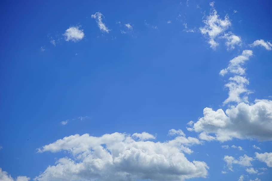 summer clouds, sky, white, blue, summer day, nature, weather HD wallpaper
