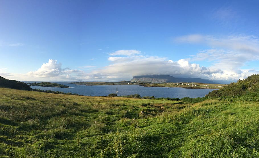 scotland, isle of mull, ardtun, water, scenery, sky, scottish, HD wallpaper
