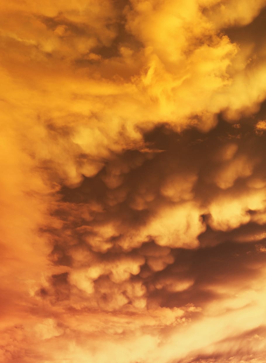 brown and black cloudy sky, orange clouds, pink sky, sun, weather HD wallpaper