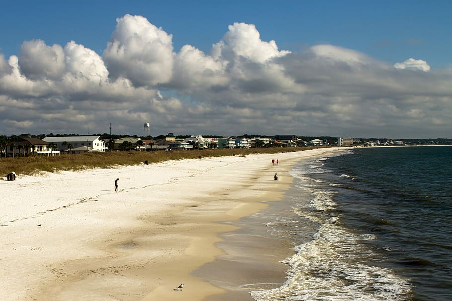 Beach and Shoreline Landscape in Mexico Beach, Florida, clouds HD wallpaper