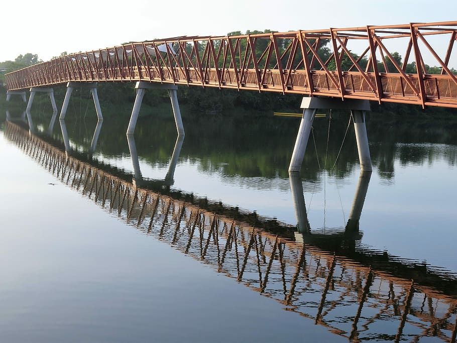 Singapore, Reflection, Bridge, water, bridge - man made structure HD wallpaper