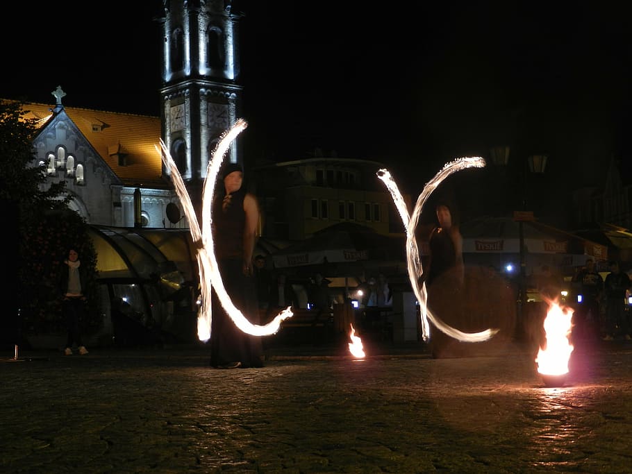 fire, night, light, preview, performance, artist, burns, illuminated HD wallpaper