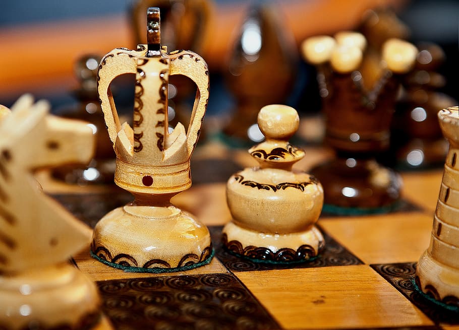chess piece, wooden chess, chess rzeżbione, wooden figures, the royal game, HD wallpaper