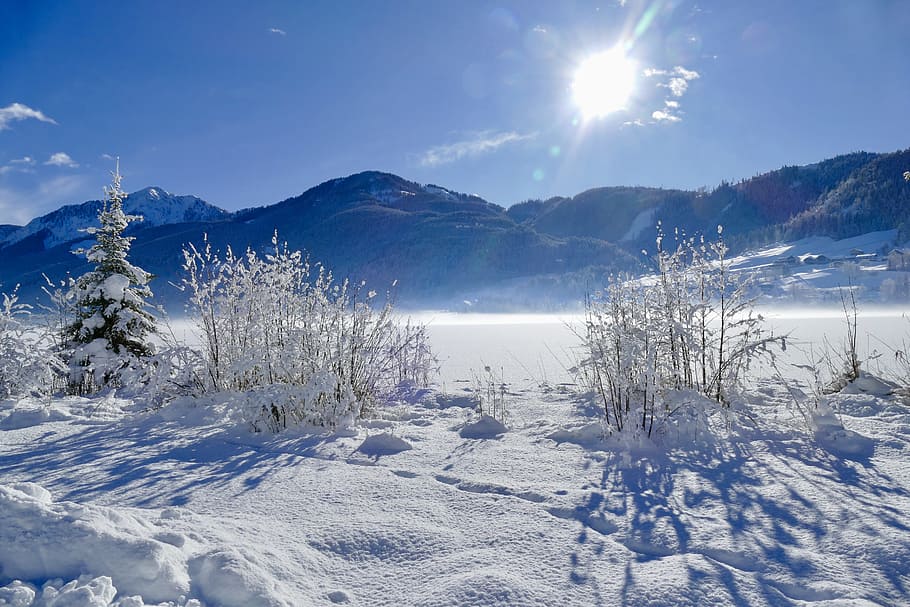 snow, winter, cold, frost, mountain, landscape, schönwetter HD wallpaper