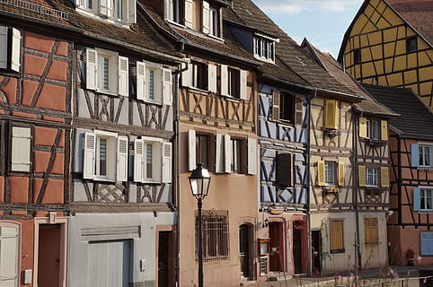 architecture, home, truss, old, window, road, colmar, petite venise HD wallpaper