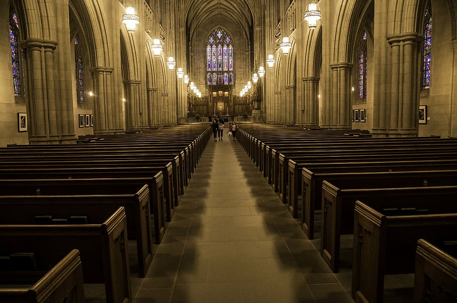 chapel, religion, cathedral, duke chapel, lights, pews, seats HD wallpaper