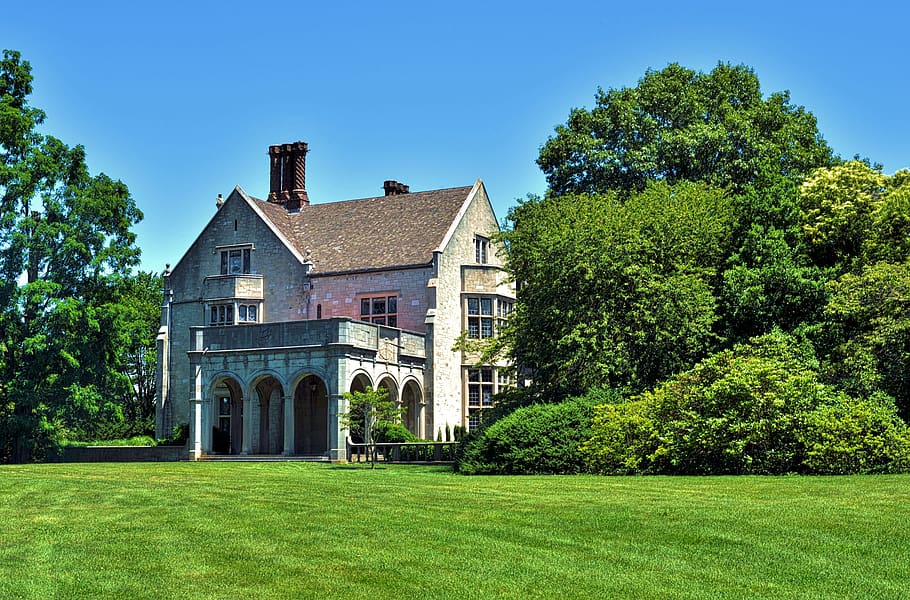 lawn, house, grass, architecture, tree, plant, built structure HD wallpaper