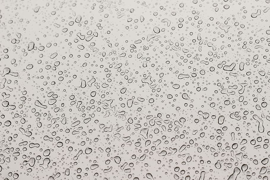 water droplets, water dew on gray surface, raindrop, pattern HD wallpaper