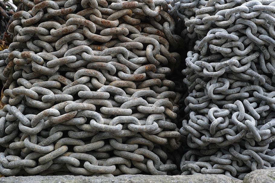 chain, grey, metal, macro, horizontal, close-up, chromium, selective focus HD wallpaper