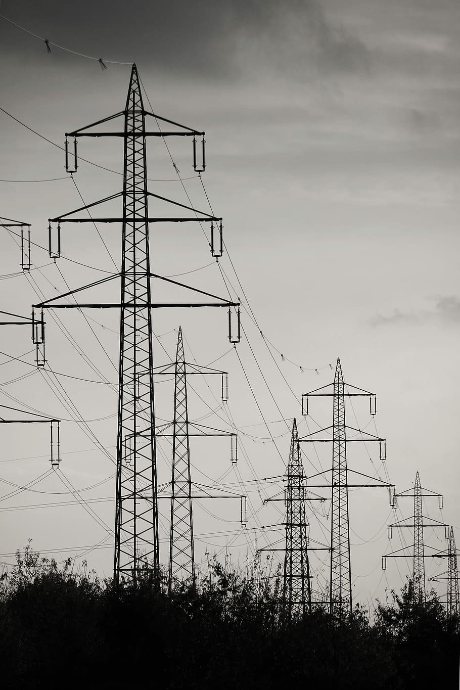 Current, High Voltage, Pylon, strommast, steel, power line HD wallpaper