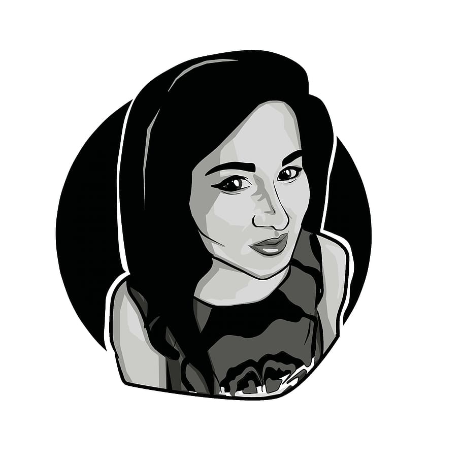 girl, vector, monochrome, studio shot, white background, art and craft HD wallpaper