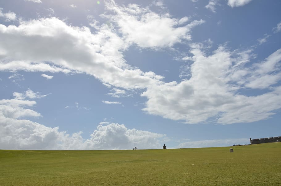 Blue Sky And White Clouds, San Juan, fresh, field, landscape, HD wallpaper