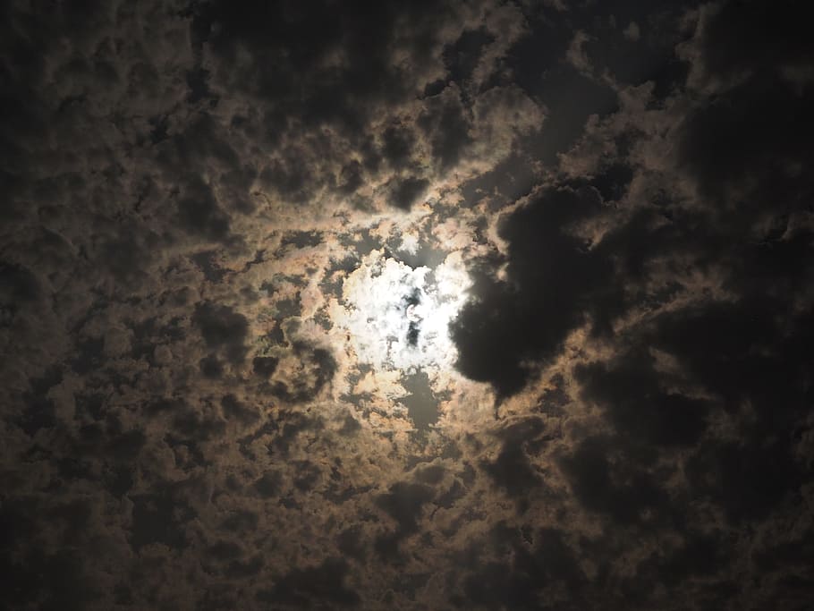 Night, Sky, Clouds, Full Moon, darkness, night photograph, gloomy HD wallpaper