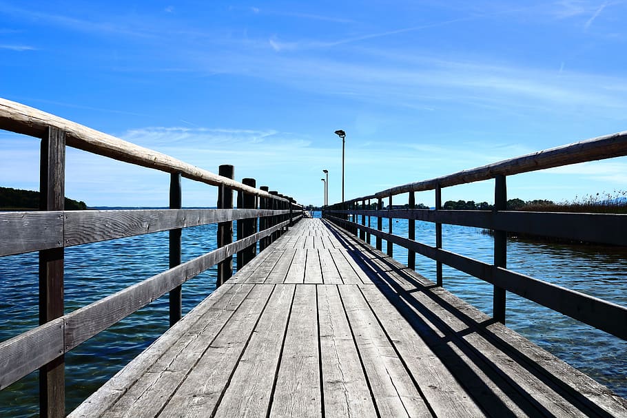Web, Lake, Sky, Blue, Wood, shipping, pier, bridge - Man Made Structure HD wallpaper