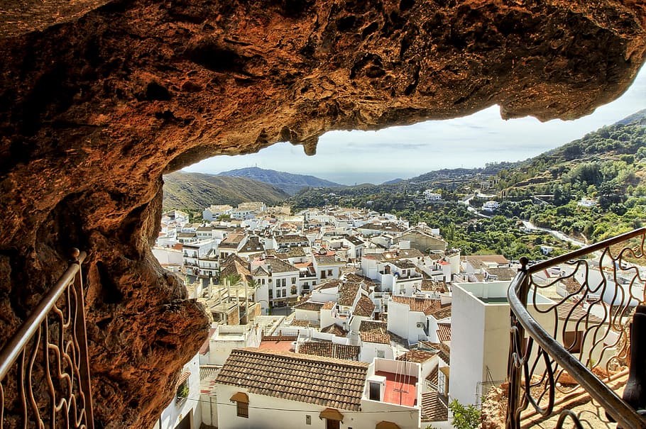 ojén, cave, people, white, greece, mountain, architecture HD wallpaper