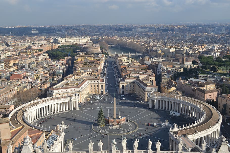 aerial photography of cityscape, san pietro, roma, vatican, italy, HD wallpaper