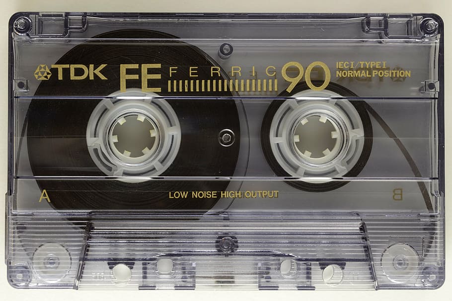 clear TDK Ferric cassete, music, cassette, audio, magnetic foil