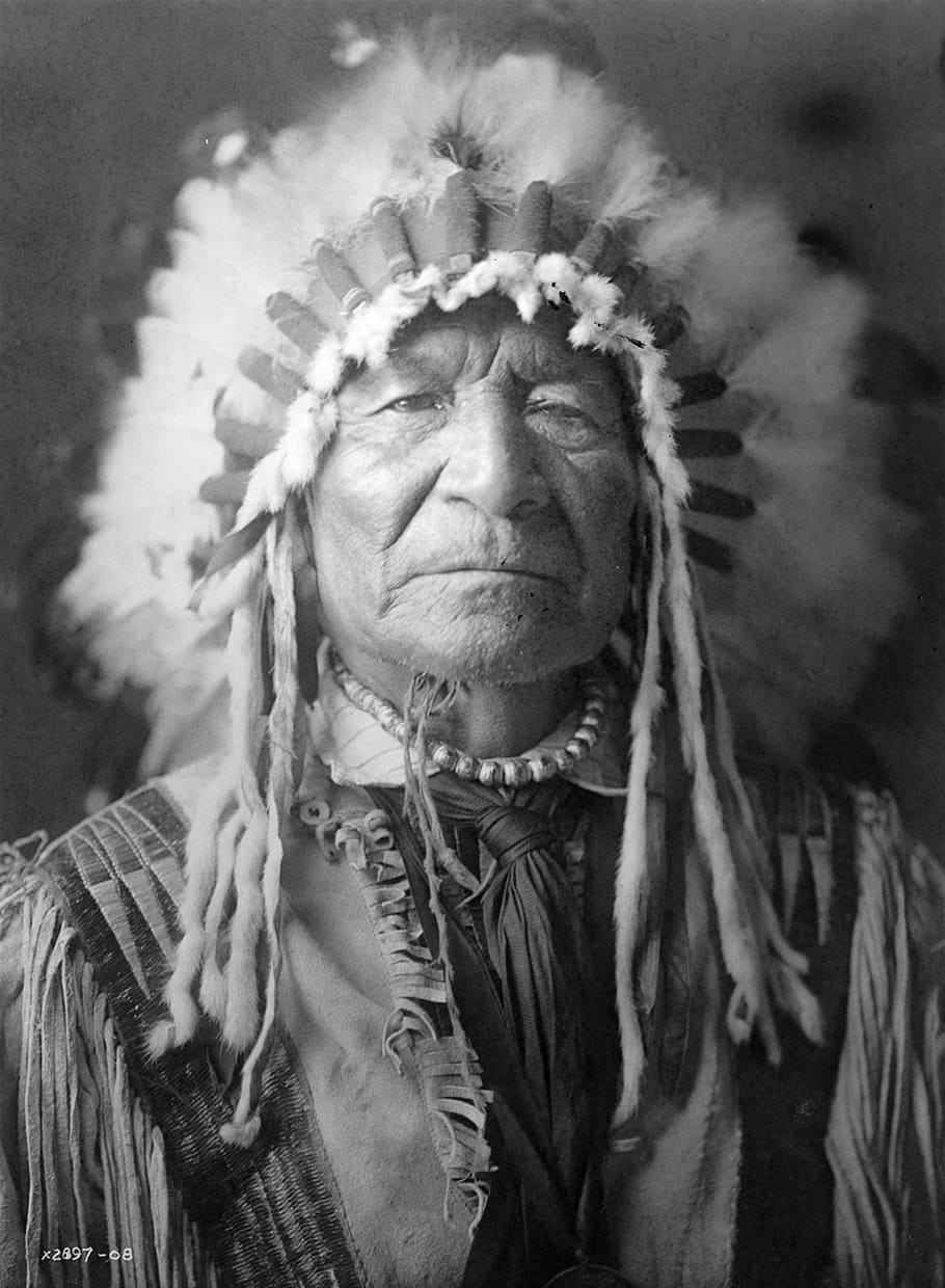 grayscale photography of male native American, historical, vintage