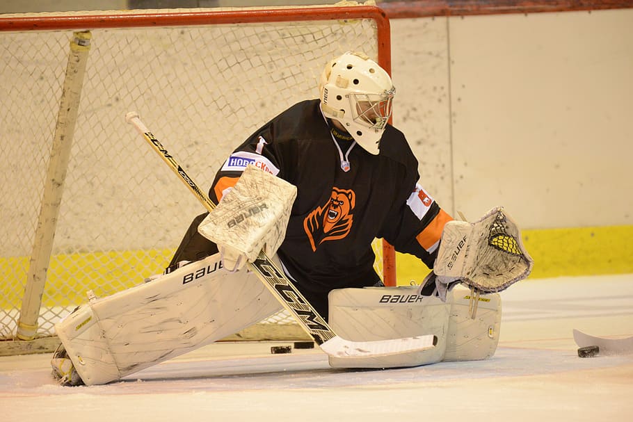 hockey, goalkeeper, washer, one person, sitting, front view, HD wallpaper