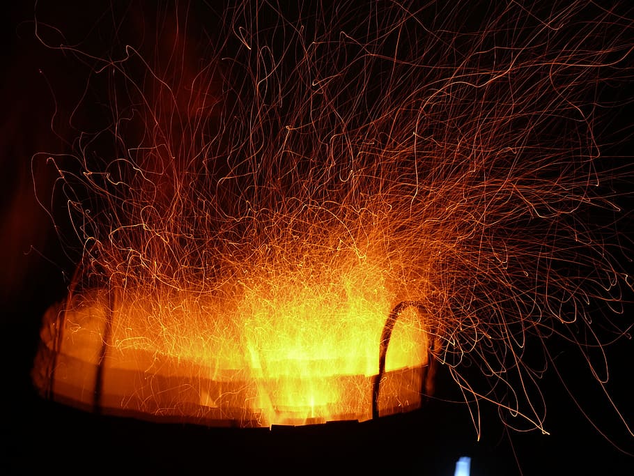Sparks, Fire, Camp, Camp Fire, Flames, Night, heat, light, fire - Natural Phenomenon HD wallpaper