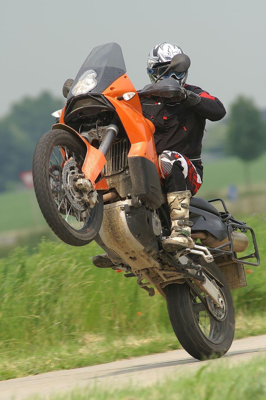wheelie, motorbike motorcycle, hurry, helmet, motorsport, transport, HD wallpaper