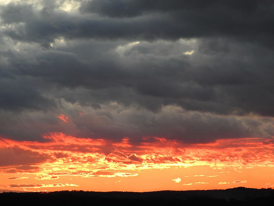sunset, cloud formations, evening sky, afterglow, evening hour HD wallpaper