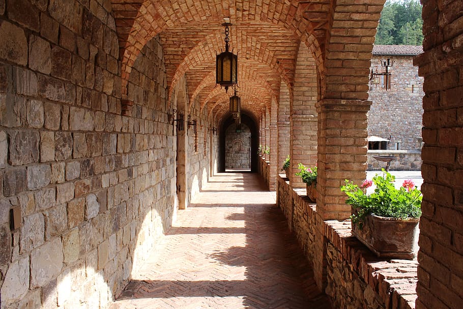 brown concrete building at daytime, Napa Valley, Portico, Castle, HD wallpaper