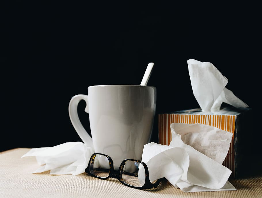 white ceramic mug on white table beside black eyeglasses, black framed eyeglasses beside white ceramic mug HD wallpaper