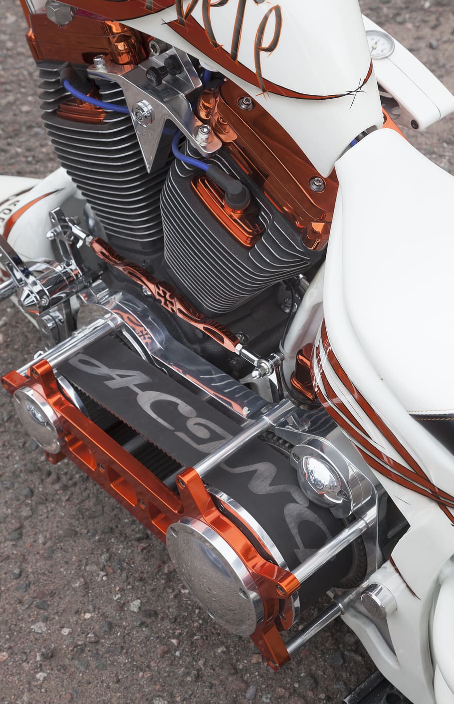 gray and orange motorcycle engine, Hd, Motorcycle, Engine, Seat HD wallpaper