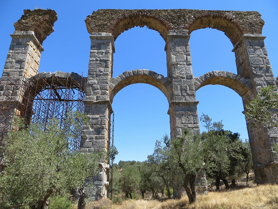 Lesbos, Aqueduct, Moria, Water Pipe, romans, arch, old ruin, HD wallpaper