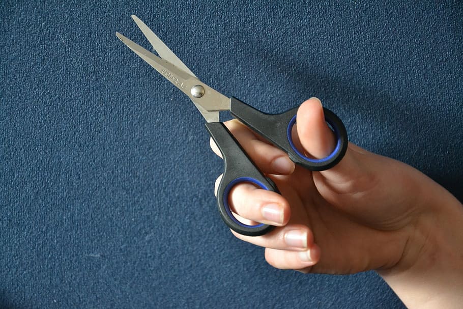 person holding scissors, a pair of scissors, thread, cut, cut off HD wallpaper