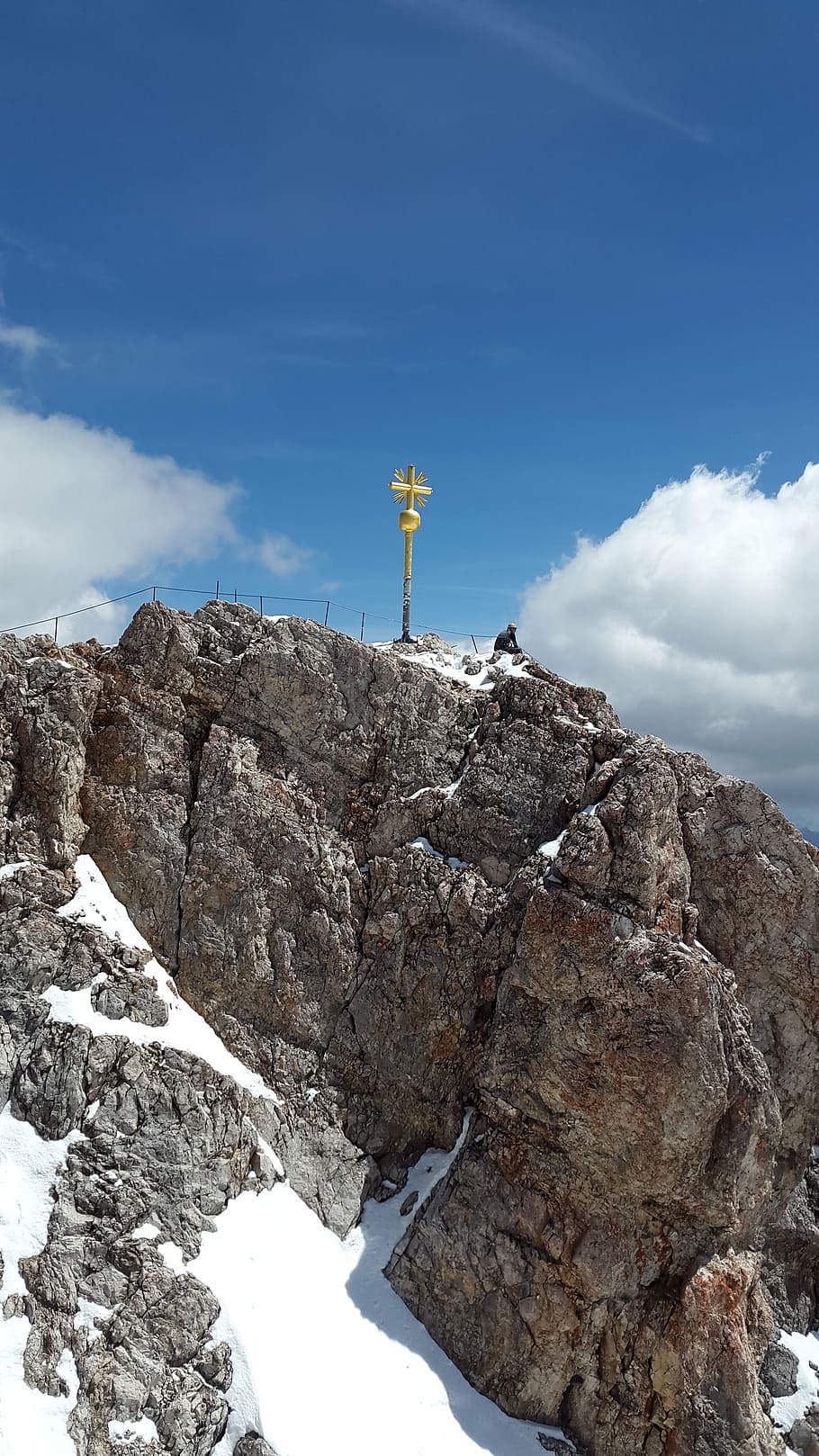 zugspitze, summit cross, zugspitze massif, mountains, alpine HD wallpaper