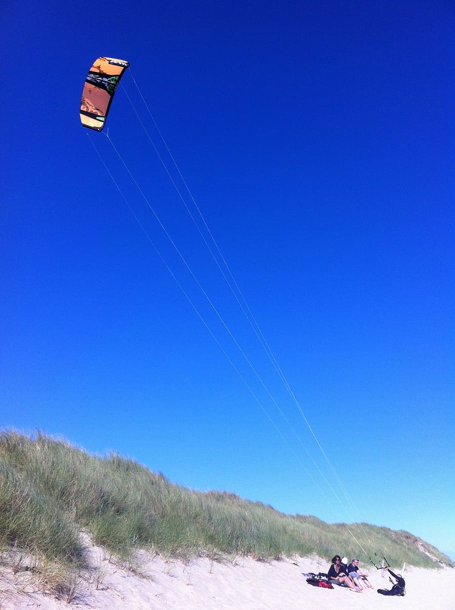 kite, blue, sky, beach, sylt, elbow, fly, wind, summer, sport HD wallpaper