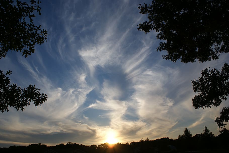 white clouds during dusk, sunset, angel, sky, evening, dramatic HD wallpaper