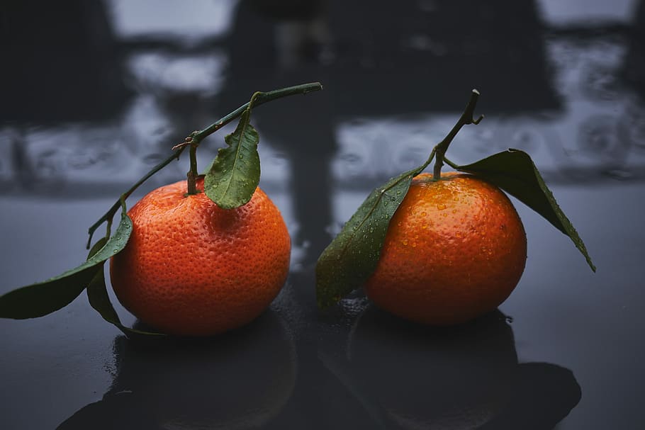 two round orange fruits, two orange fruits, mandarin, citrus HD wallpaper