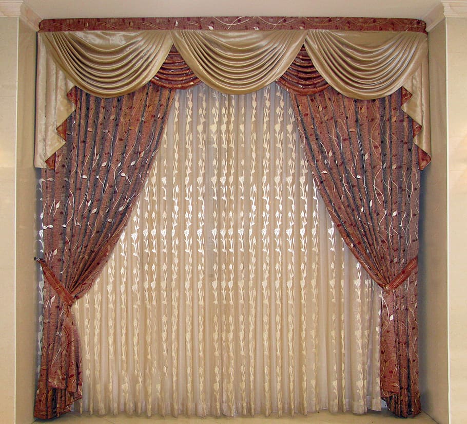 Red And Brown Foliage Window Curtain, Red And Brown Curtains