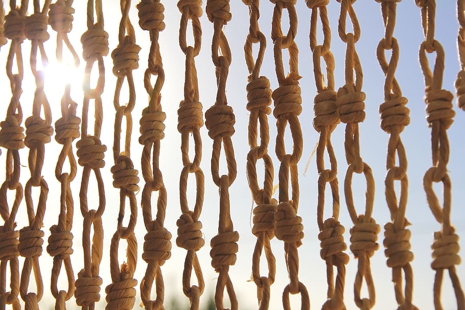 Brown Steel Frame during Day Time, knots, ropes, sky, sunlight HD wallpaper