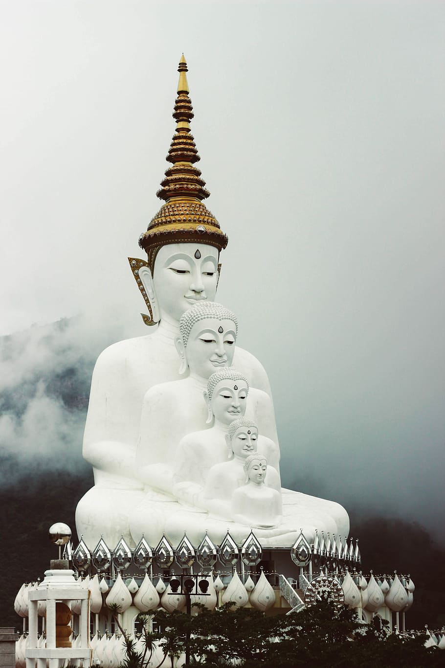 Wat Pha Sorn Kaew, photo of white Gautama Buddha statue, monument, HD wallpaper