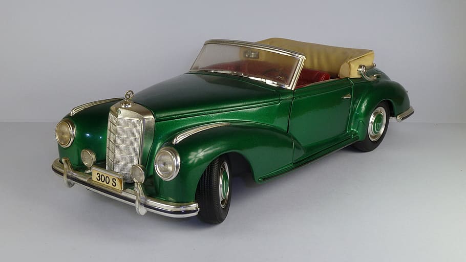 mercedes, 300 s, cabrio, 1955, 300s, covertible, 1x18, model car, HD wallpaper