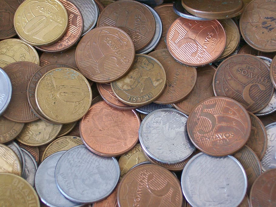 Real, Coins, Cents, Money, Brazil, Five, ten, fifty, wealth, HD wallpaper