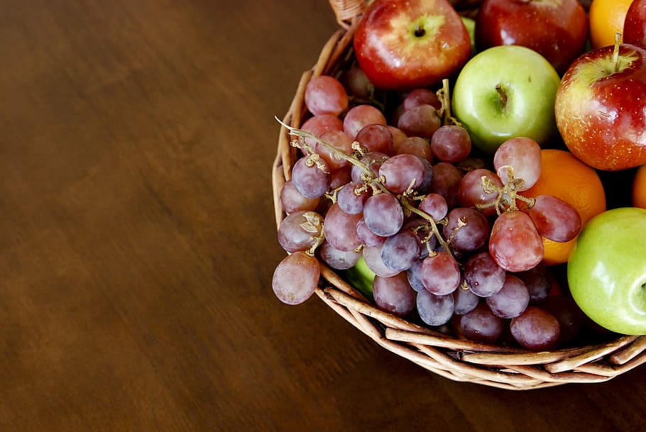 assorted fruits of basket, uva, mace, fruit basket, food, grape HD wallpaper